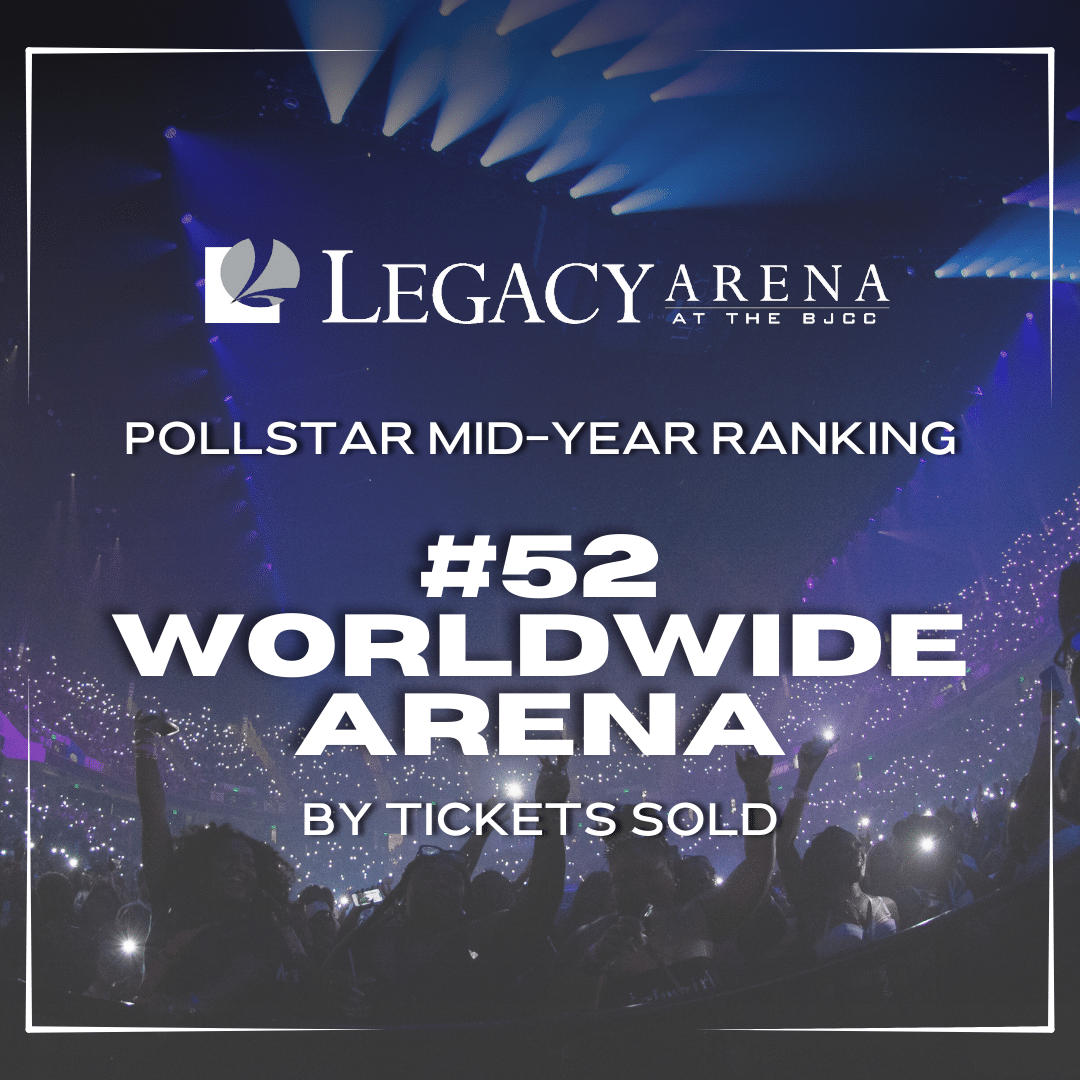 Legacy Arena at the BJCC Pollstar Mid-Year Ranking #52 Worldwide Arena by tickets sold